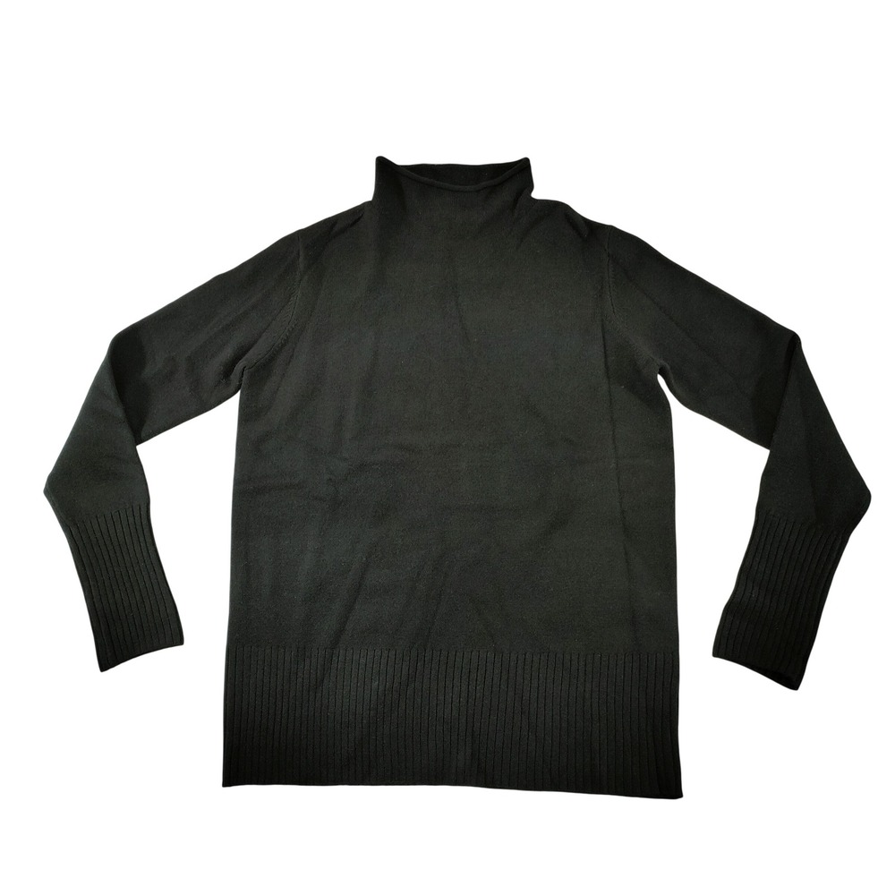 French‎ Connection Mock Neck Sweater Black Long Sleeve Ribbed Knit Size S NWOT